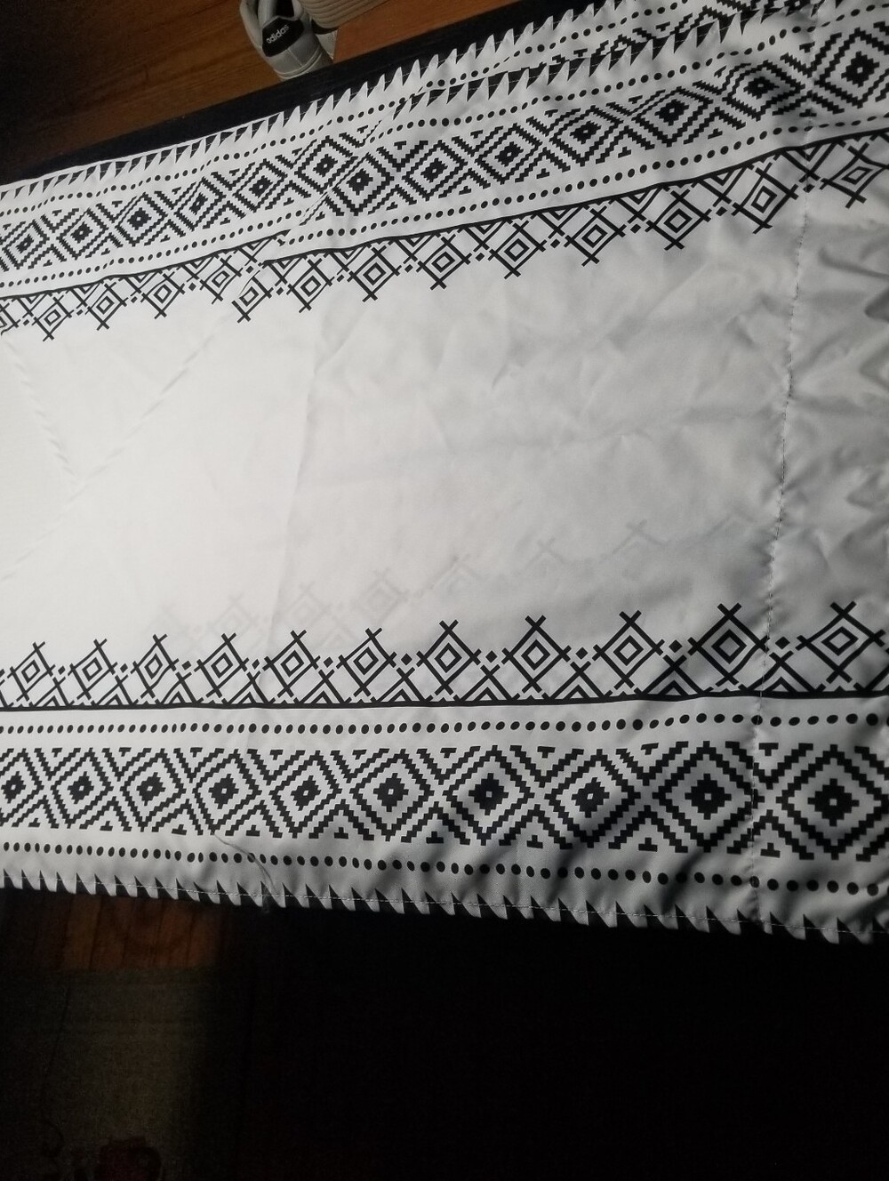 WHITE WITH BLACK GEOMETRIC PATTERN CURTAINS
